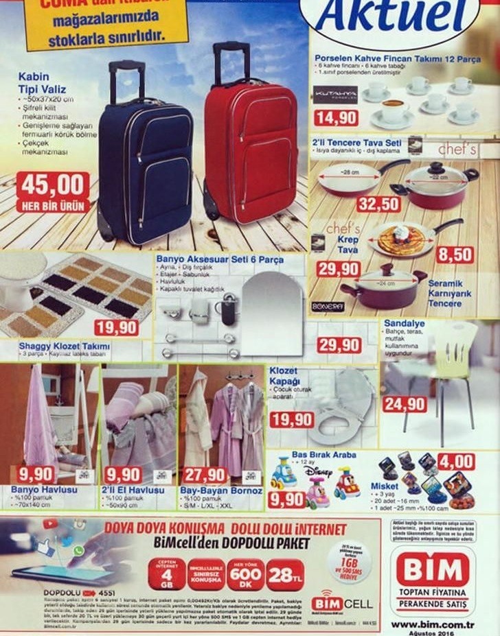 Bim Ağustos Ayı İnidirmleri