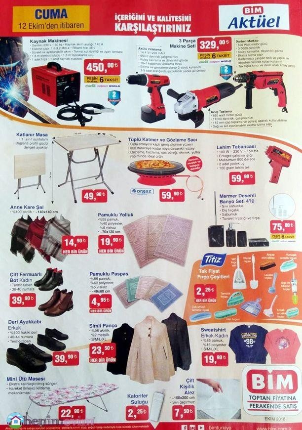 BİM 12 Ekim 2018 Cuma Fırsat Ürünleri Kataloğu