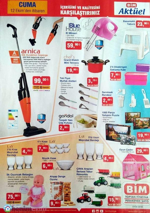 BİM 12 Ekim 2018 Cuma Fırsat Ürünleri Kataloğu