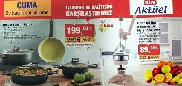 BİM Market 9 - 13 Kasım 2018 Fırsat Ürünleri