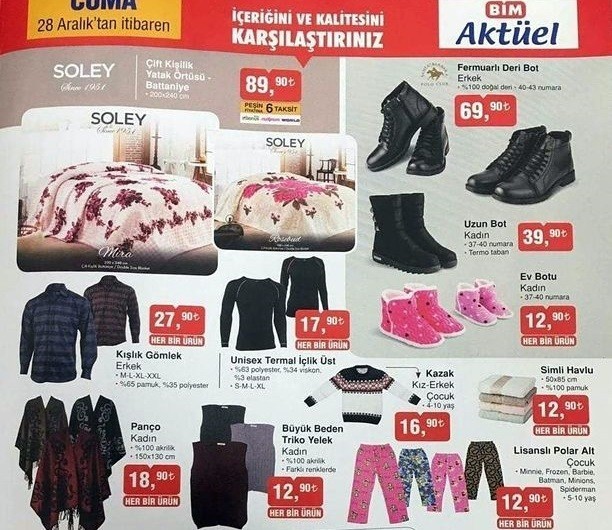 Bim 28 Aralık 2018 Aktüel Ürünler