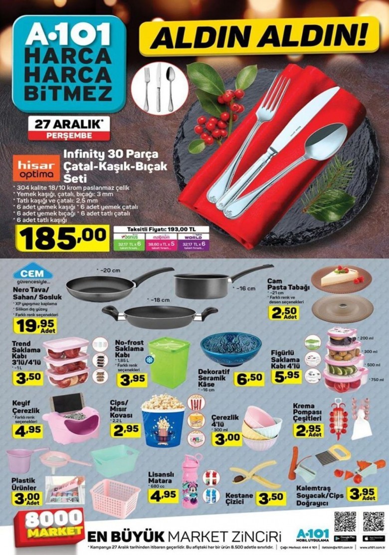 A101 Aktüel Yılın Son Aralık Kataloğu İndirimli Ürünleri