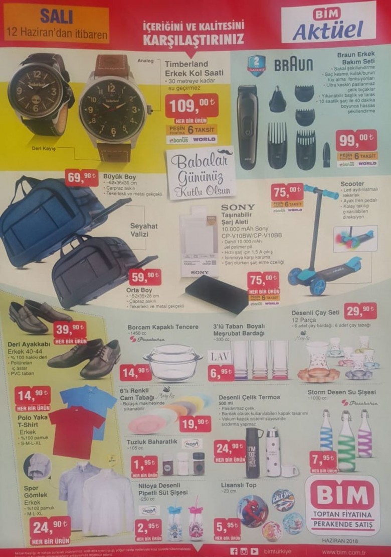Bim 12 Haziran 2018 İndirimli Ürünler Kataloğu