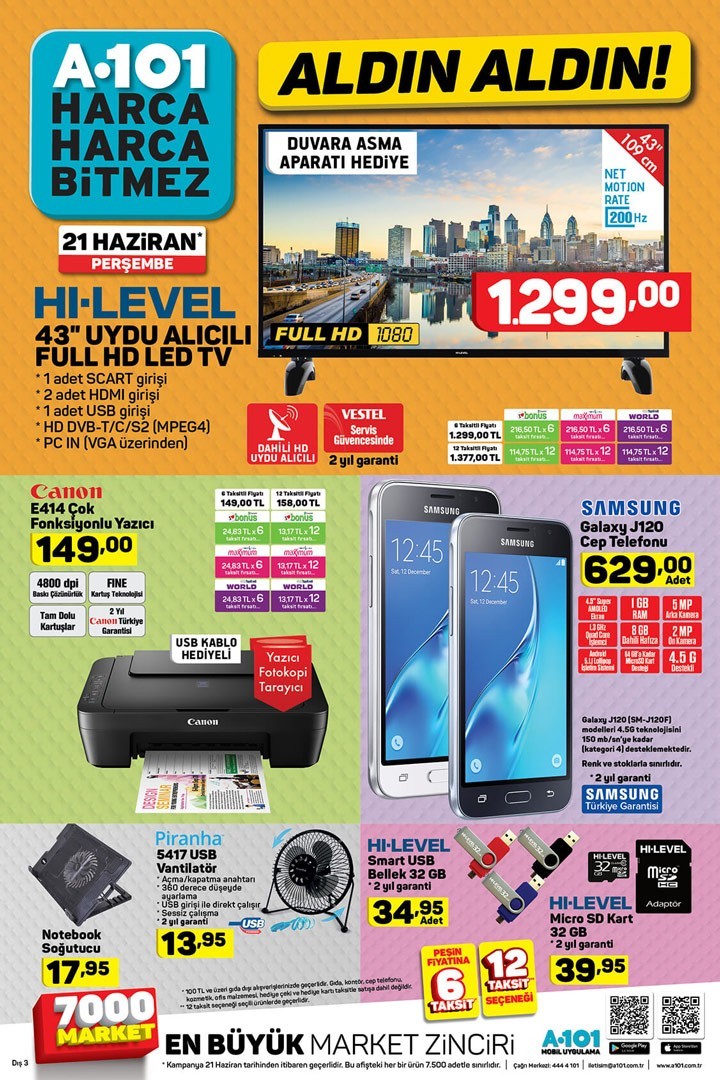 A101 21 Haziran  Fırsatları Aktüel Kampanyası