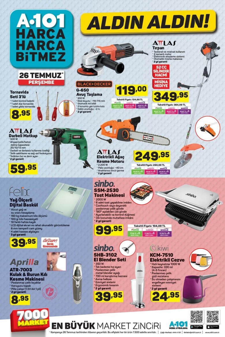 A101 26-30 Temmuz Aktüel İnidirimleri