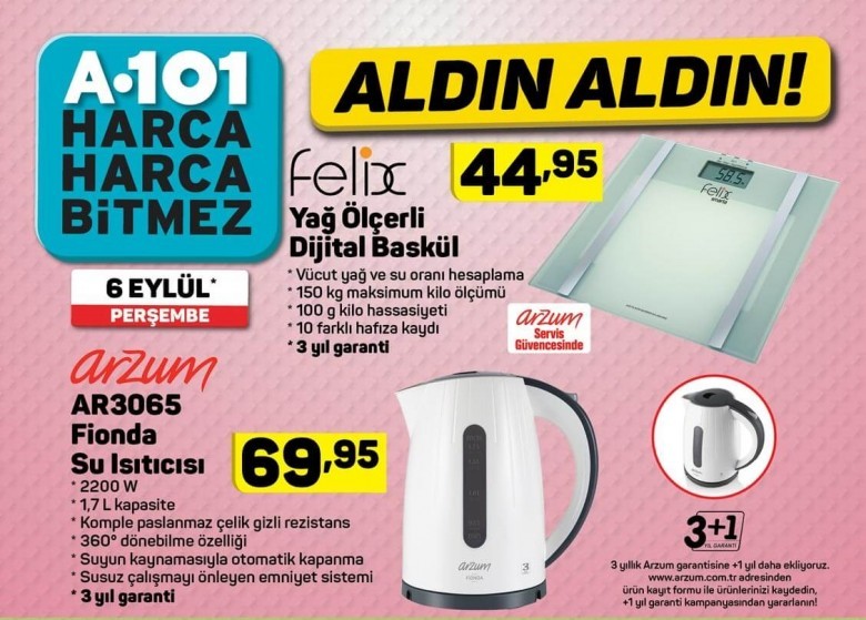 A101 6 Eylül 2018 Aktüel İndirimleri