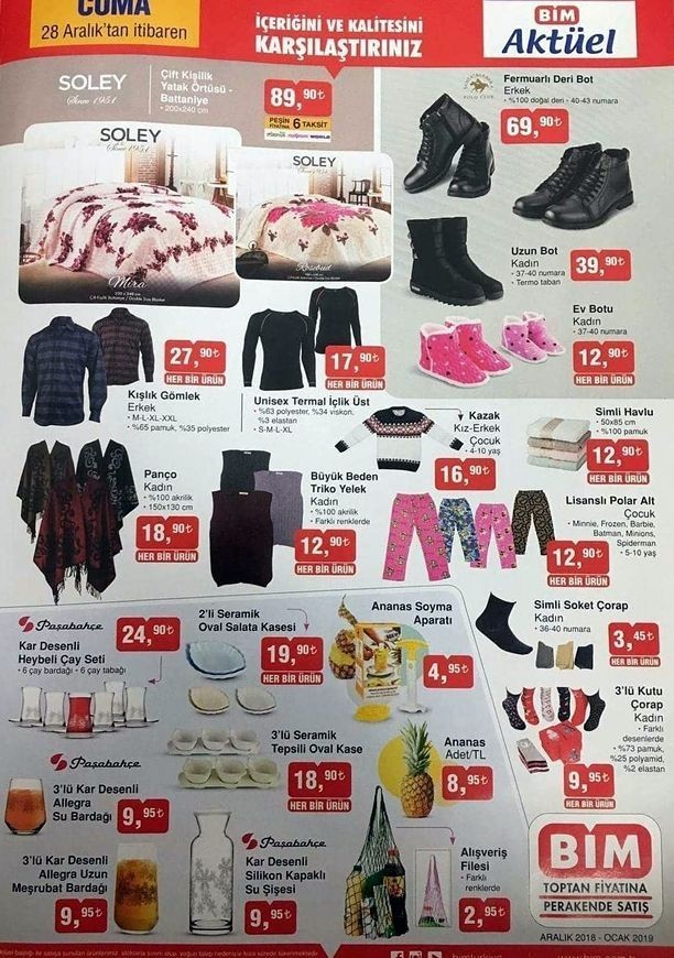 Bim 28 Aralık 2018 Aktüel Ürünler