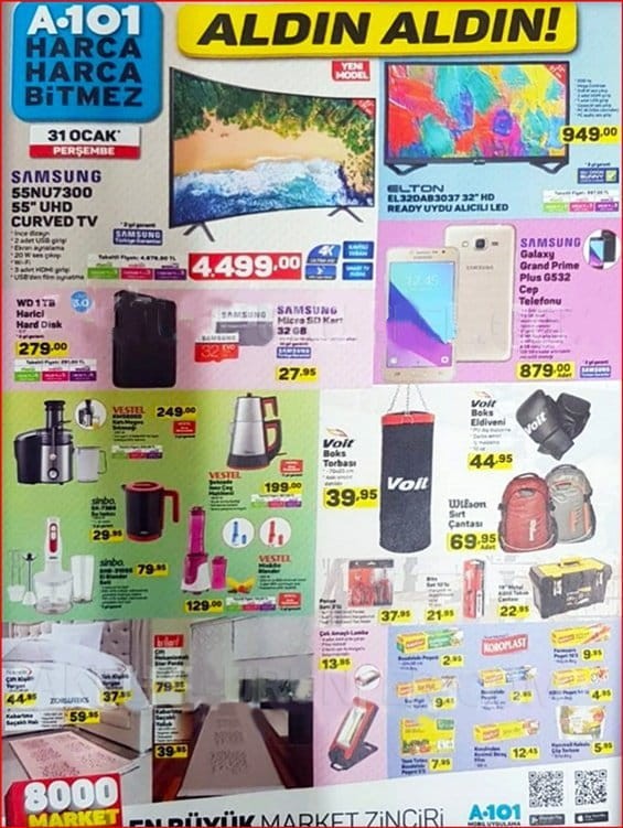 A101 31 Ocak 2019 Aktüel İndirimli Ürünler Kataloğu